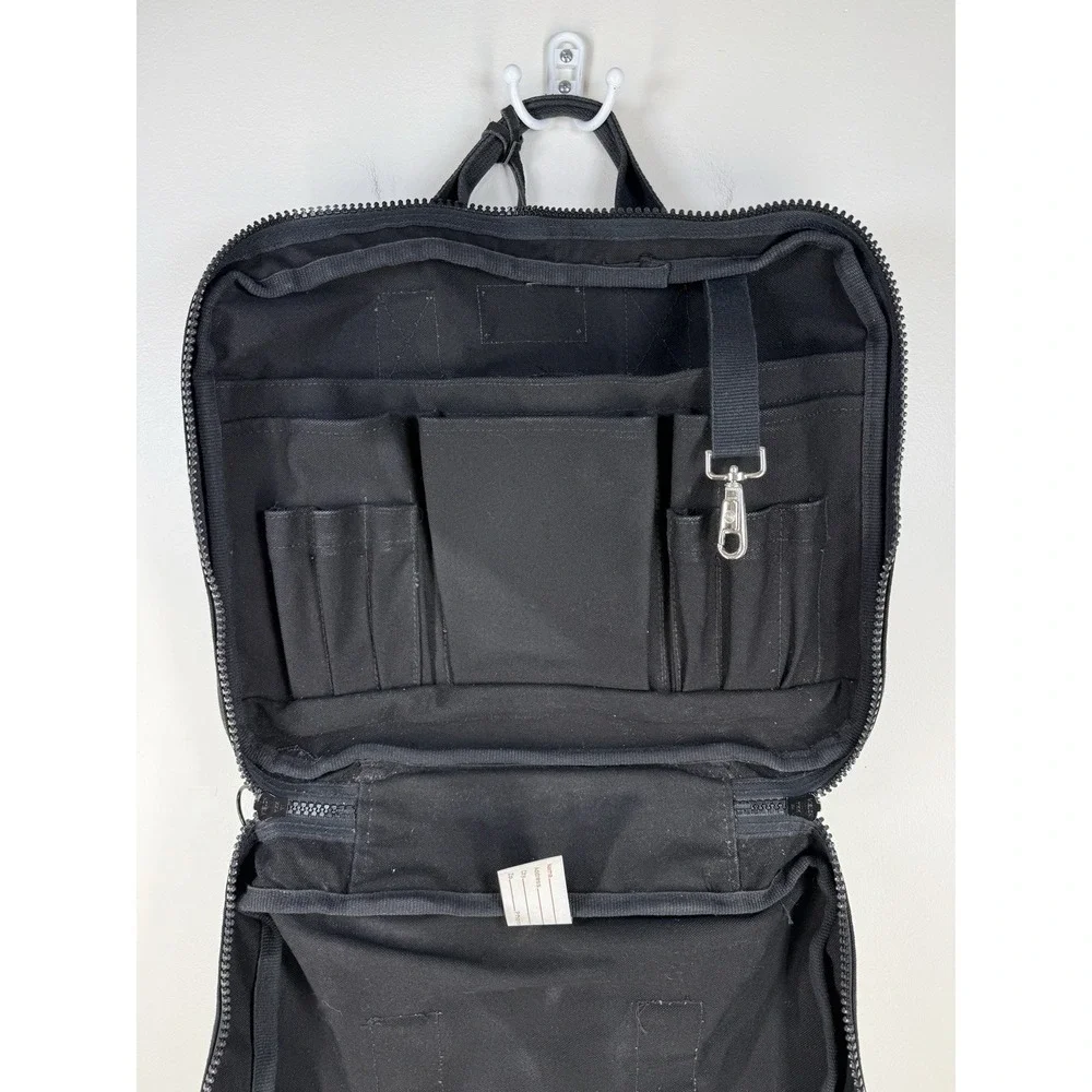 Lands' End Vintage Canvas Leather Square Rigger Bag Black Briefcase Adjustable